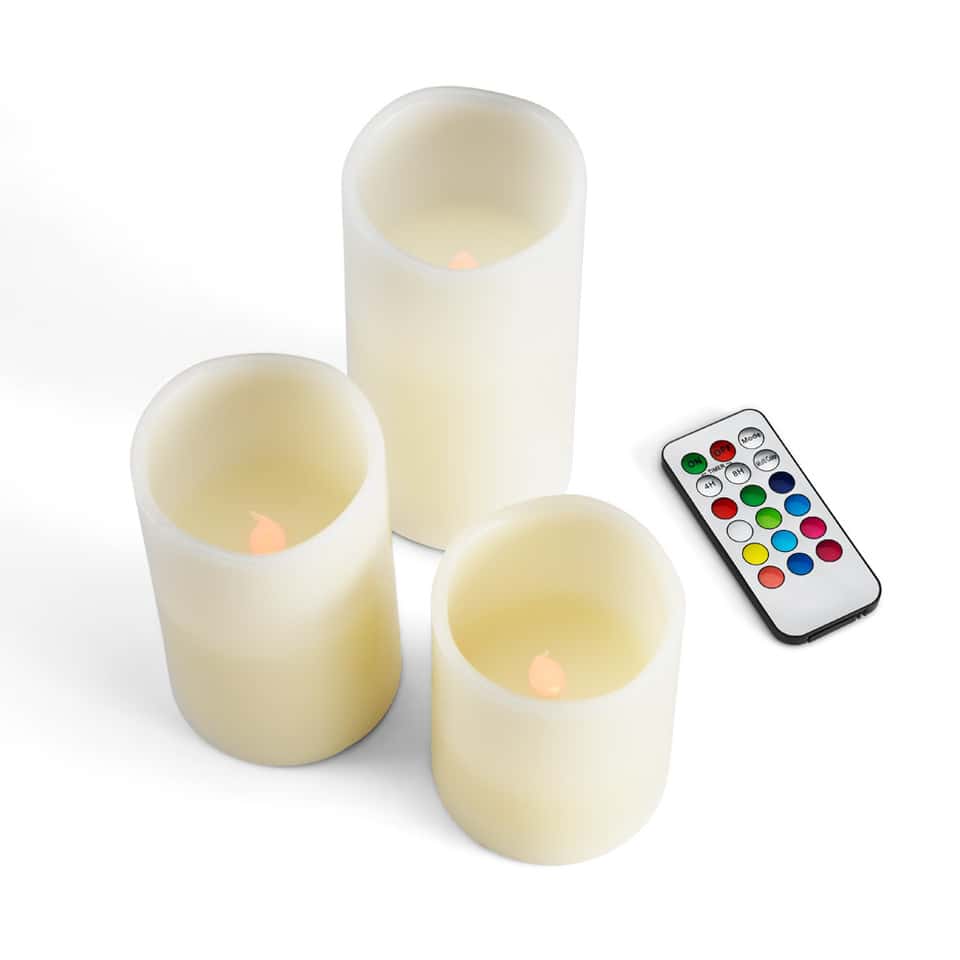 Remote Control Multicolour Candles (Set of 3) WLS Wholesale
